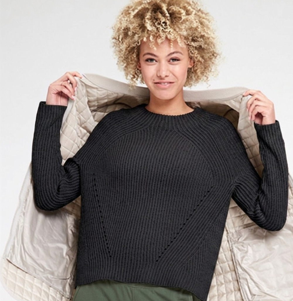 NWT Athleta Sweater Rockland Womens XXSMALL Mock Neck Ribbed Thick Black Top